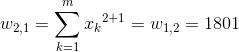 w_{2,1}=sum_{k=1}^{m}{x_k}^{2+1}=w_{1,2}=1801